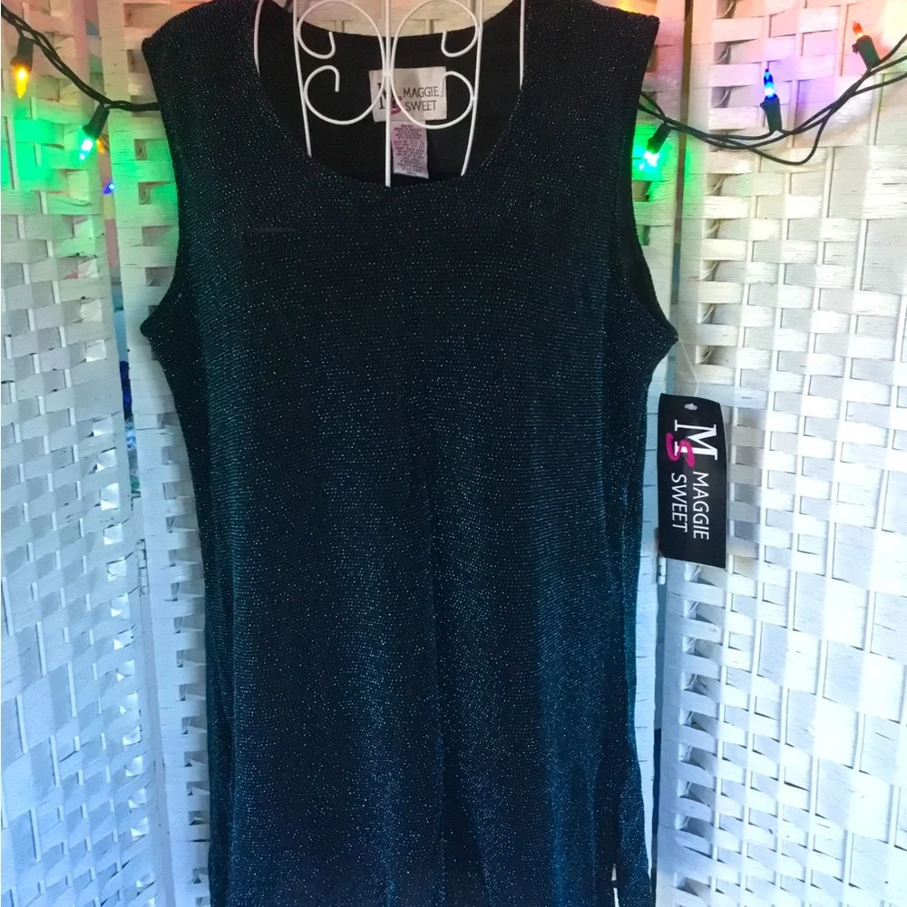 πMaggie Sweet Black & Green Sparkly Tank Top S Small πNWTπ π - Picture 3 of 7